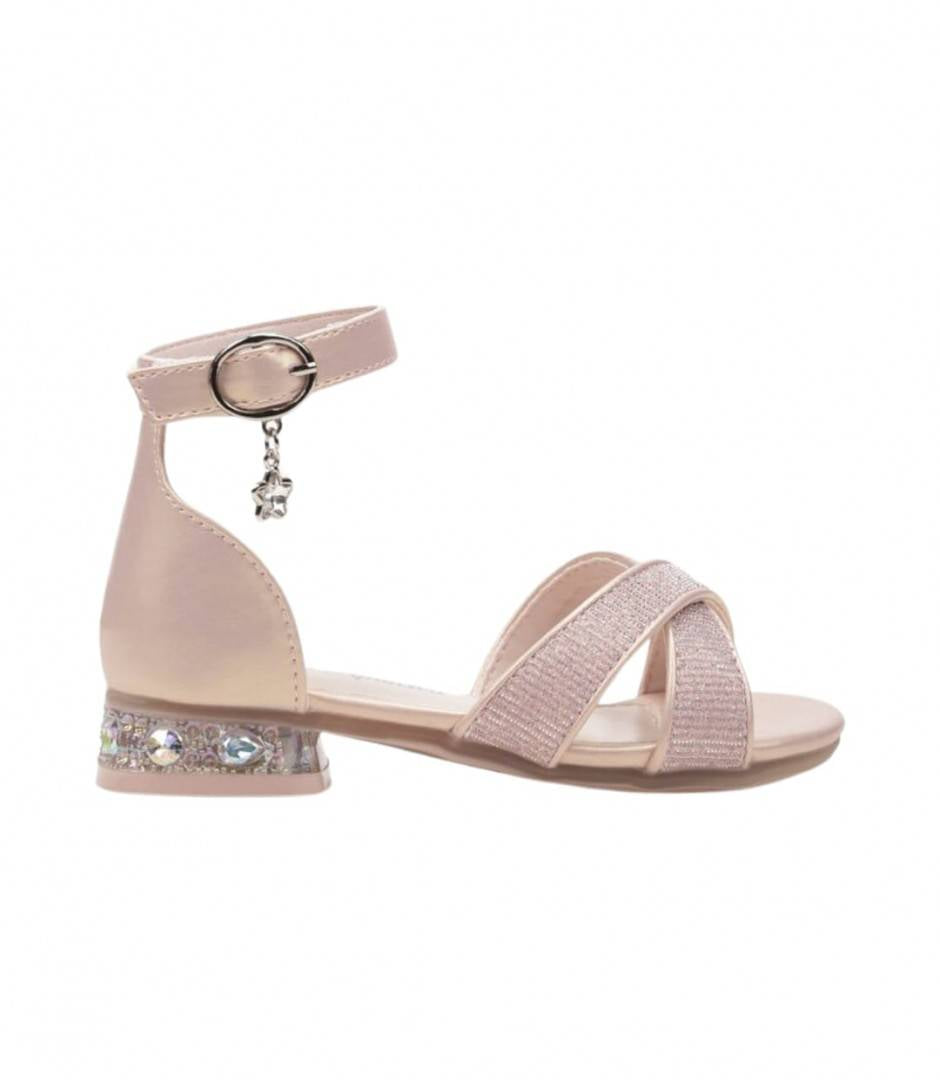 Sandale elegante fetite, M555, cu toc, roz, marimea 25 - 30