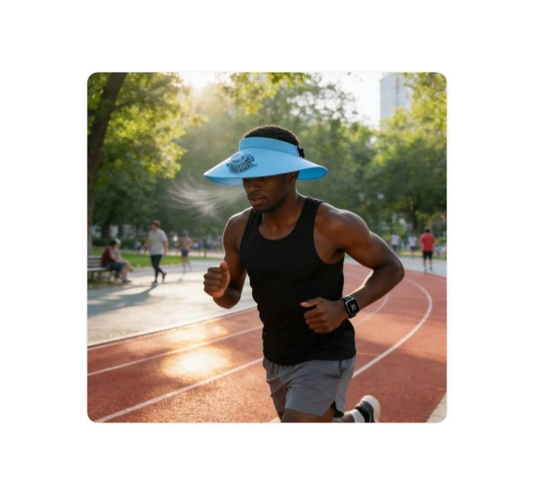 Sapca cu ventilator, protectie solara, 3 viteze, reîncărcabil, bor mare, marime unisex