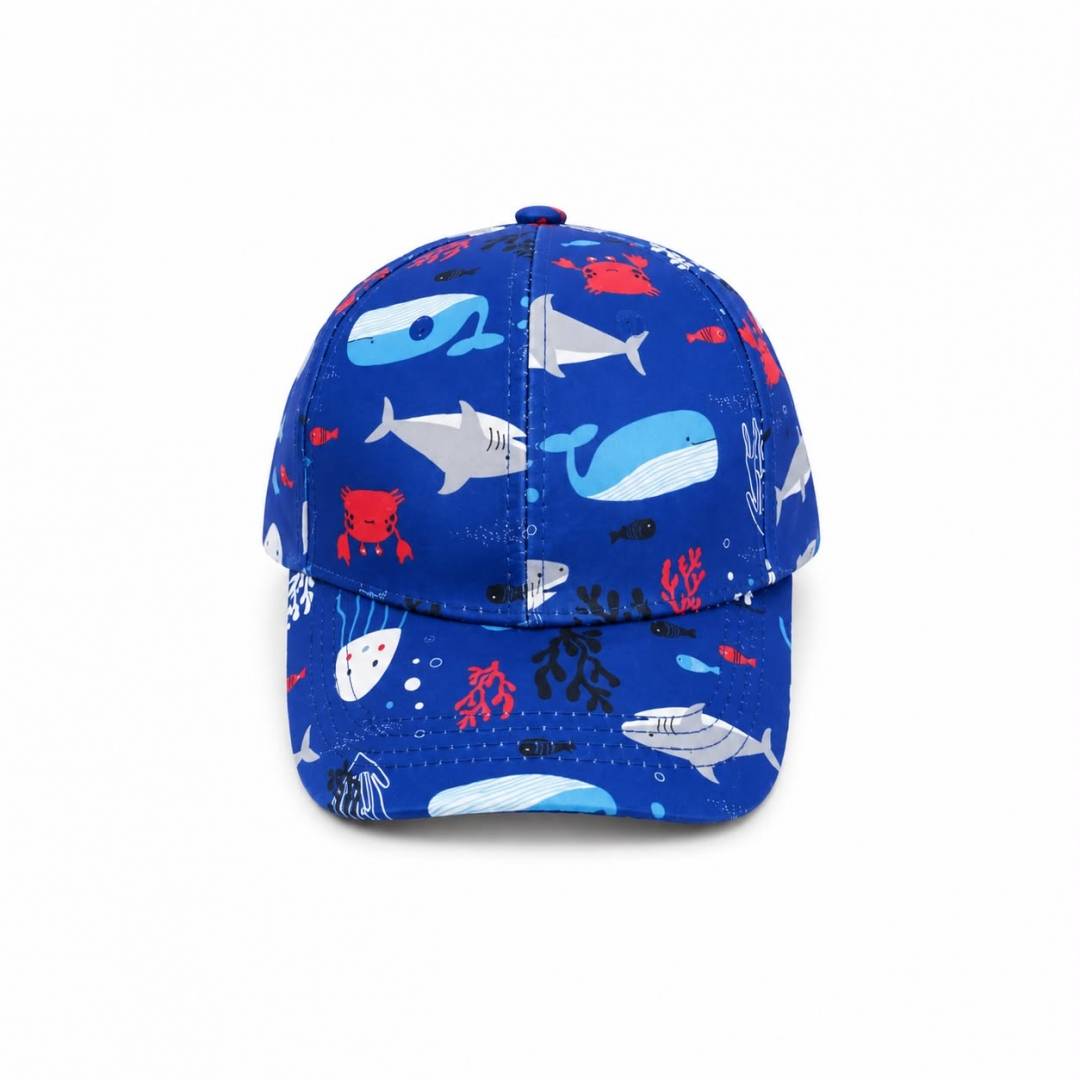 Sapca de soare pentru copii, imprimeu Delfini, bumbac, 48 - 50 cm, 3 ani - 6 ani