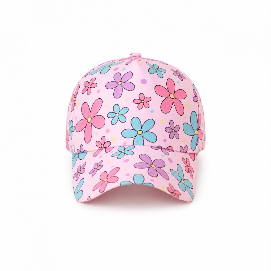 Sapca de soare pentru copii, imprimeu Floricele, bumbac, 48 - 50 cm, 3 ani - 6 ani