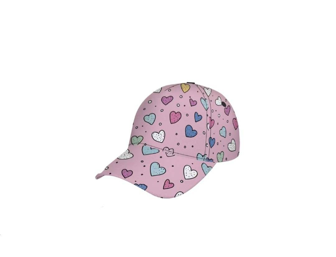 Sapca de soare pentru copii, imprimeu Inimioare, bumbac, 48 - 50 cm, 3 ani - 6 ani