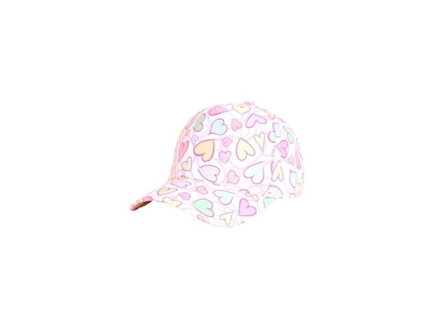Sapca de soare pentru copii, imprimeu Inimioare, bumbac, roz, 48 - 50 cm, 3 ani - 6 ani