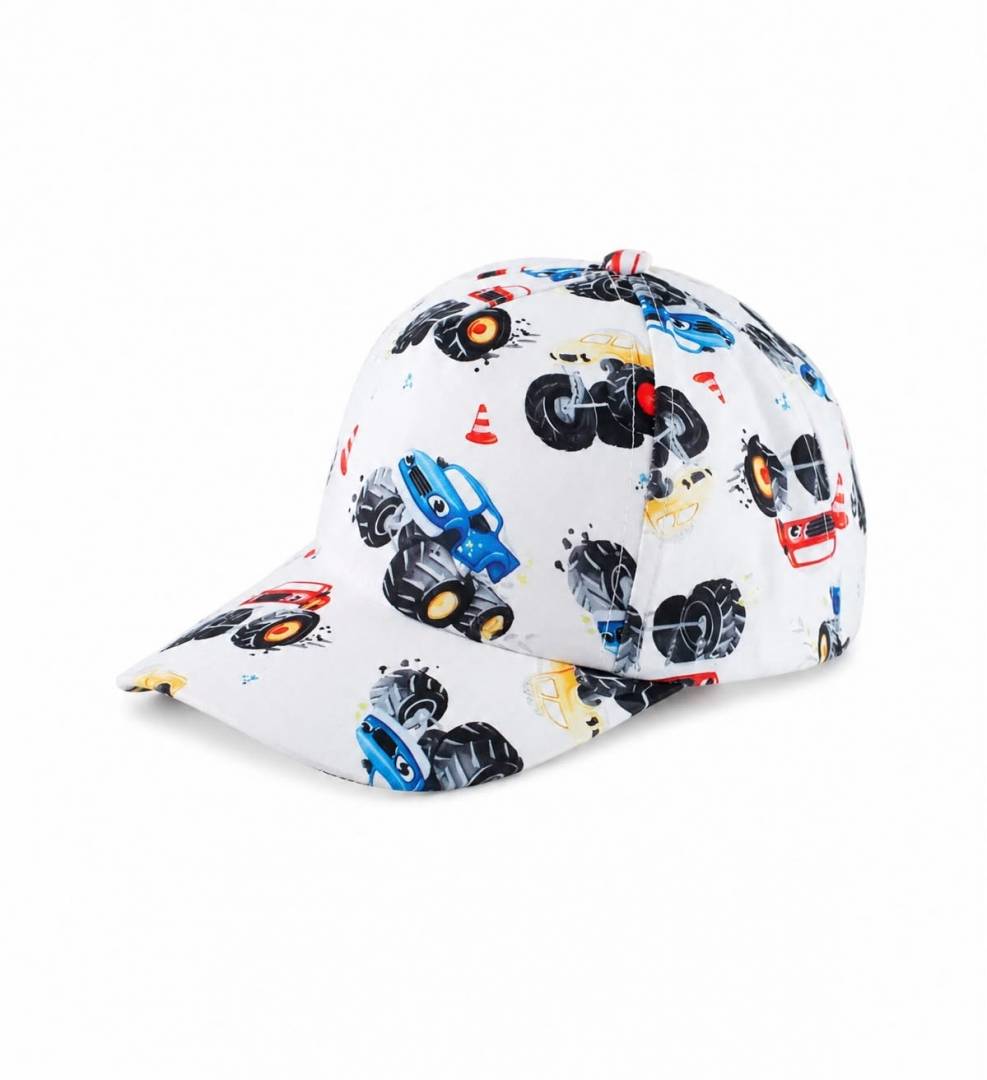 Sapca de soare pentru copii, imprimeu Masinute, bumbac, 48 - 50 cm, 3 ani - 6 ani