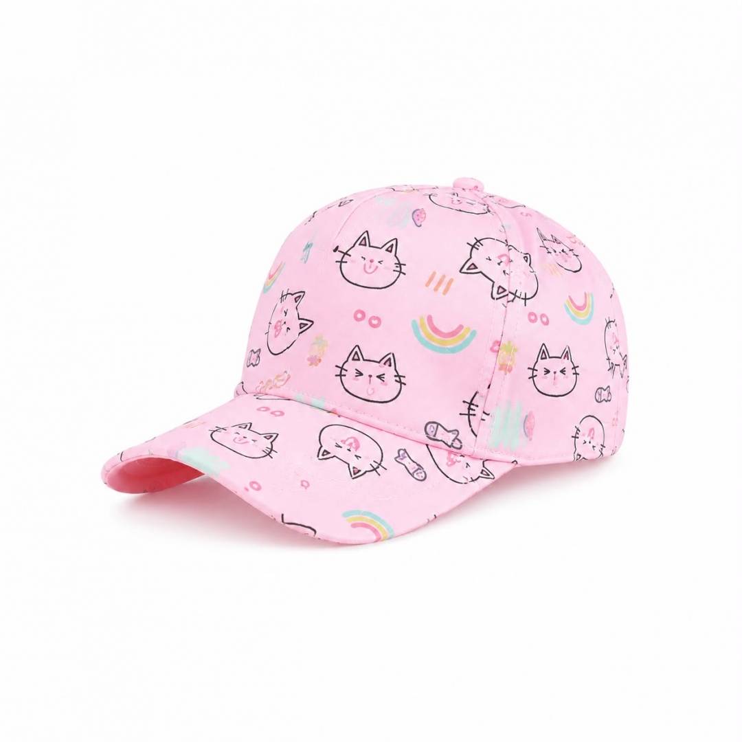 Sapca de soare pentru copii, imprimeu Pisici, bumbac, 48 - 50 cm, 3 ani - 6 ani