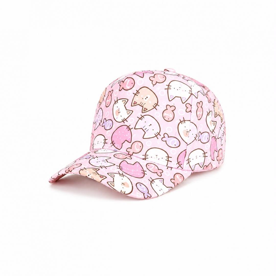 Sapca de soare pentru copii, imprimeu Pisicute, bumbac, 48 - 50 cm, 3 ani - 6 ani