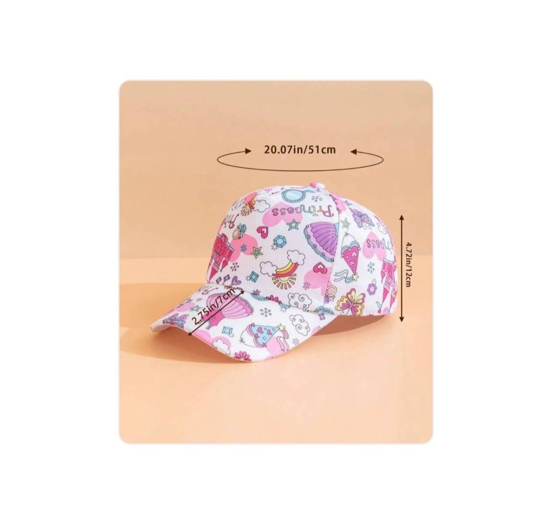 Sapca de soare pentru copii, imprimeu Princess, bumbac, 48 - 50 cm, 3 ani - 6 ani
