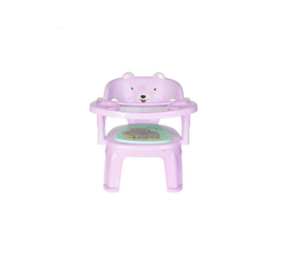 Scaunel pentru copii, 2 in 1, cu masuta atasabila, plastic, 40 cm, roz