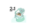 Scaunel pentru copii, 2 in 1, cu masuta atasabila, plastic, 40 cm, vernil