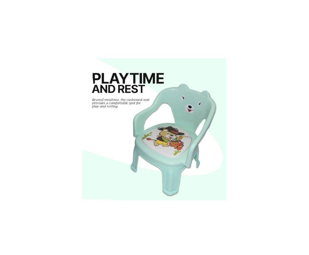 Scaunel pentru copii, 2 in 1, cu masuta atasabila, plastic, 40 cm, vernil
