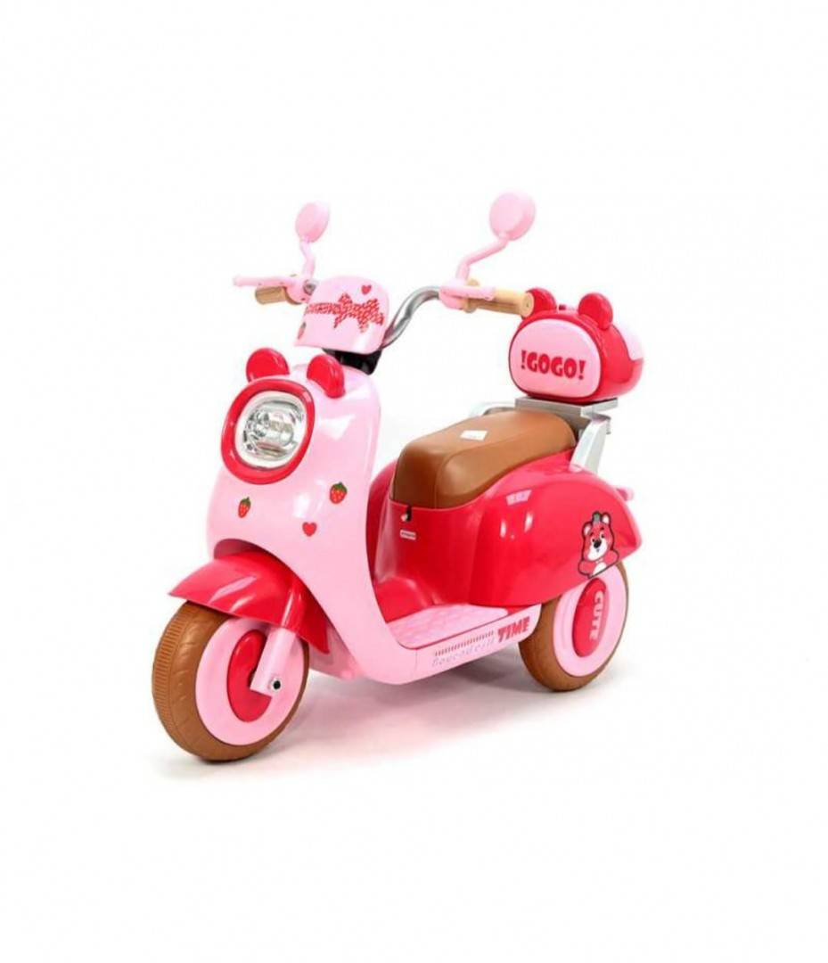 Scuter Electric pentru copii , roti ajutatoare , muzica si lumini , 2 motoare, 6V, roz