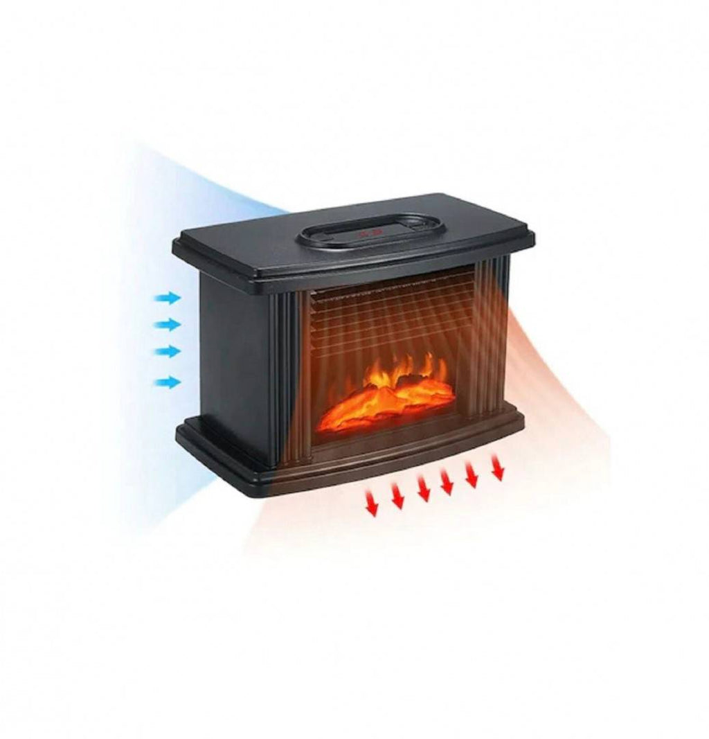 Semineu electric  Flame Heater, 1000W, cu telecomanda, incalzire instant, 22.3x12.5x14.5 cm, negru