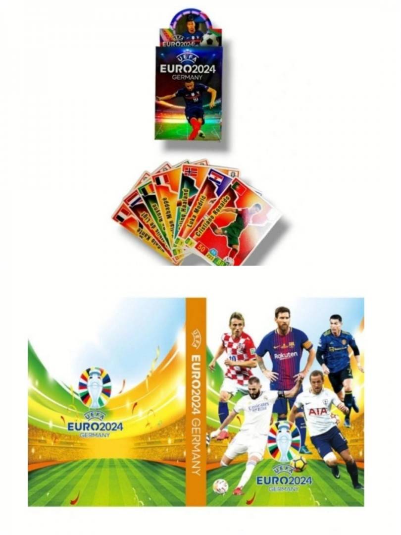 Set 1 Pachet de cartonase, Album de fotbal, UEFA EURO 2024, 3D, pentru 216 cartonase, portocaliu, 20 cm x 15 cm