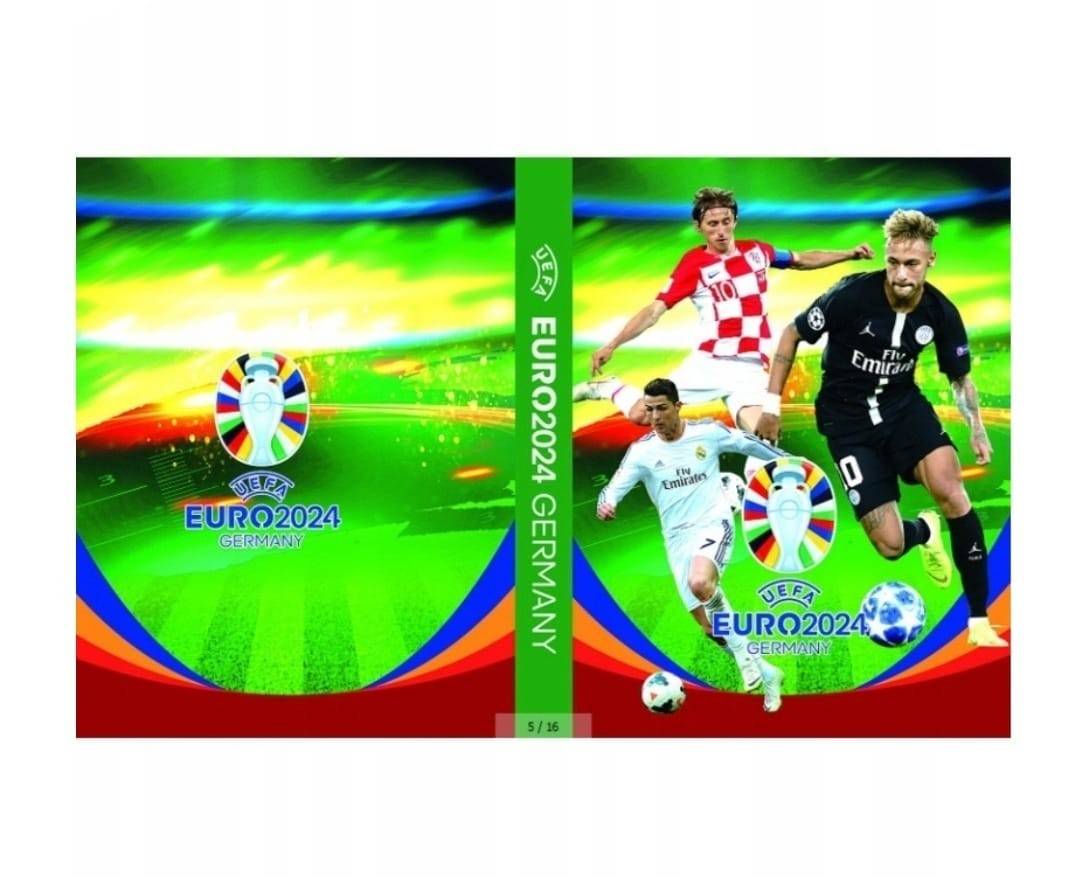 Set 1 Pachet de cartonase, Album de fotbal, UEFA EURO 2024, 3D, pentru 216 cartonase, verde, 20 cm x 15 cm