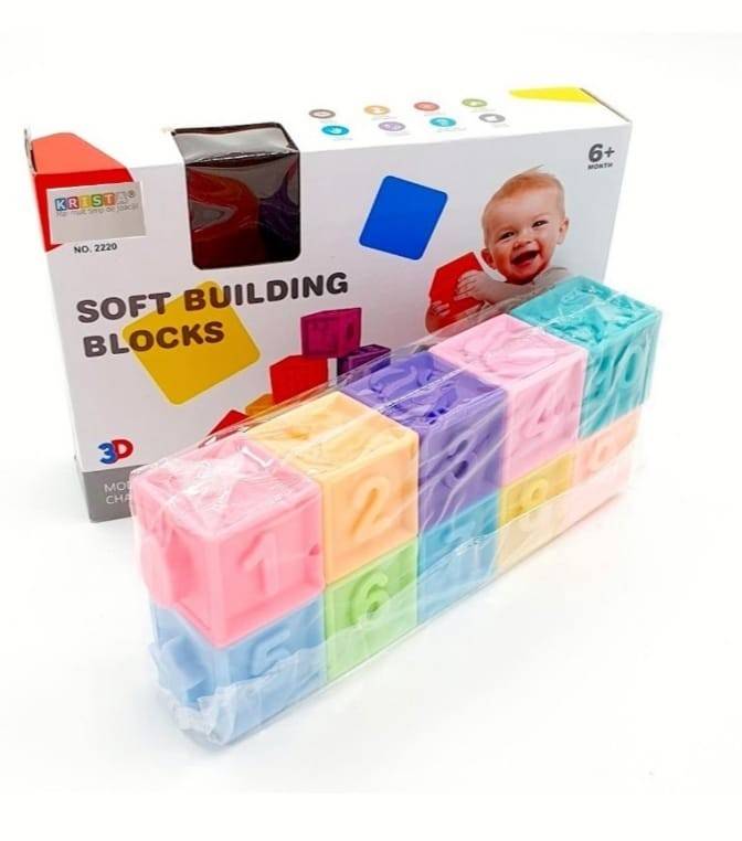 Set 10 Cuburi Moi pentru dentitie sau baie, multicolor, silicon