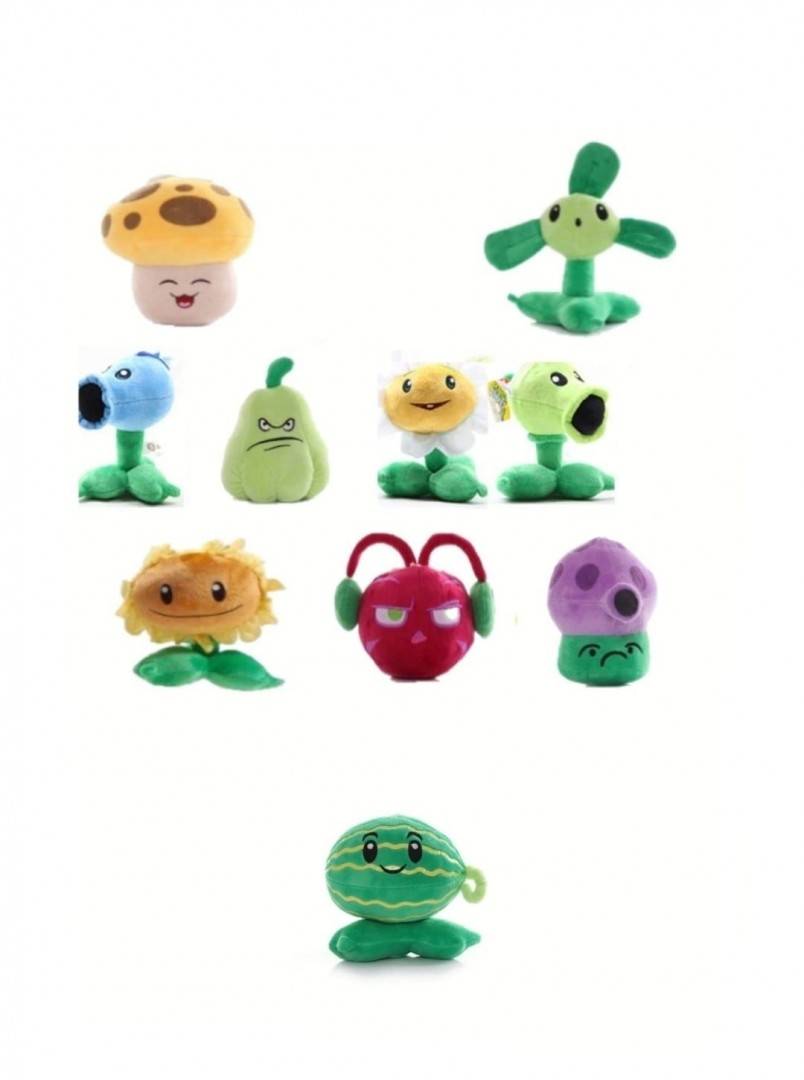 Set 10 Jucarii de Plus Plants vs Zombies, multicolor, 12 cm