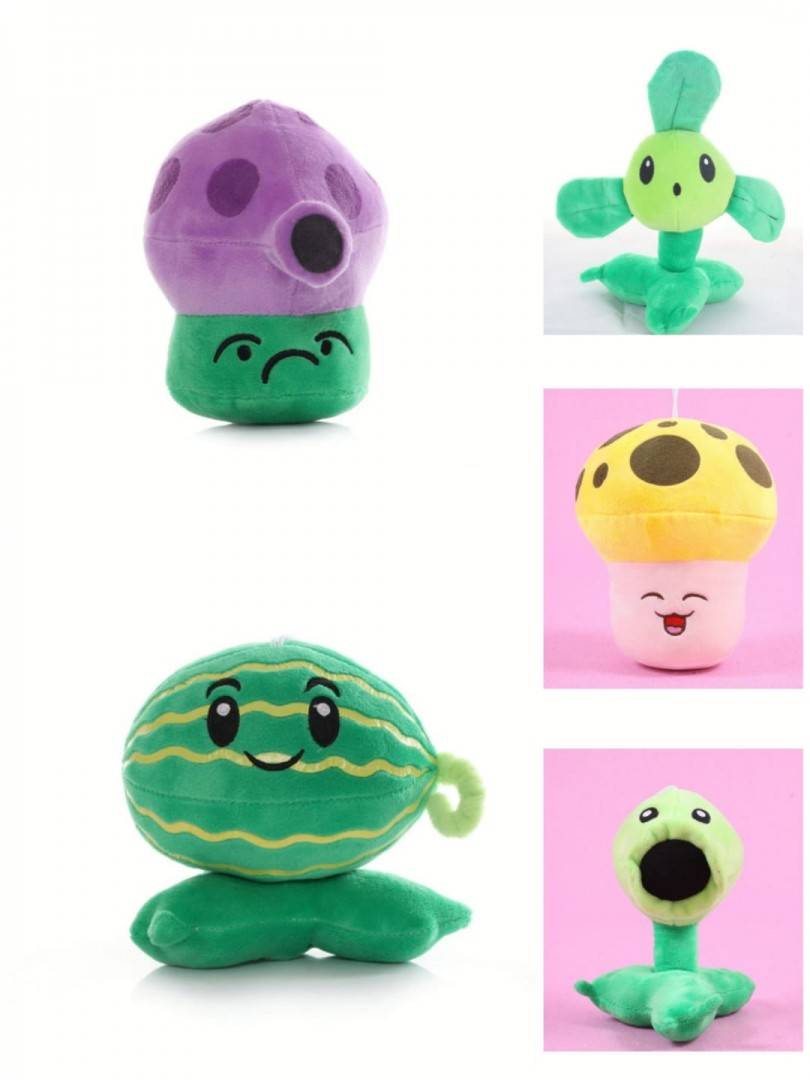 Set 10 Jucarii de Plus Plants vs Zombies, multicolor, 12 cm