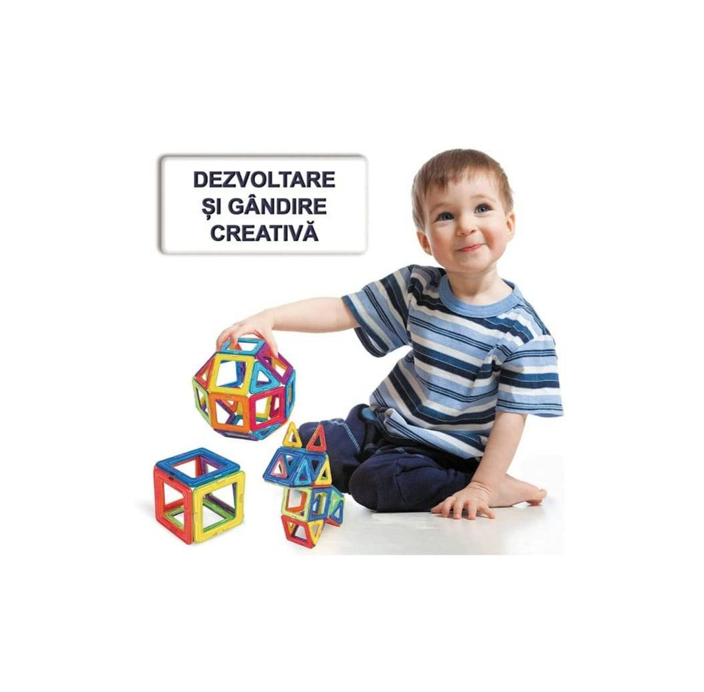 Set 12 elemente magnetice de constructie, plastic, multicolor, 3 ani+