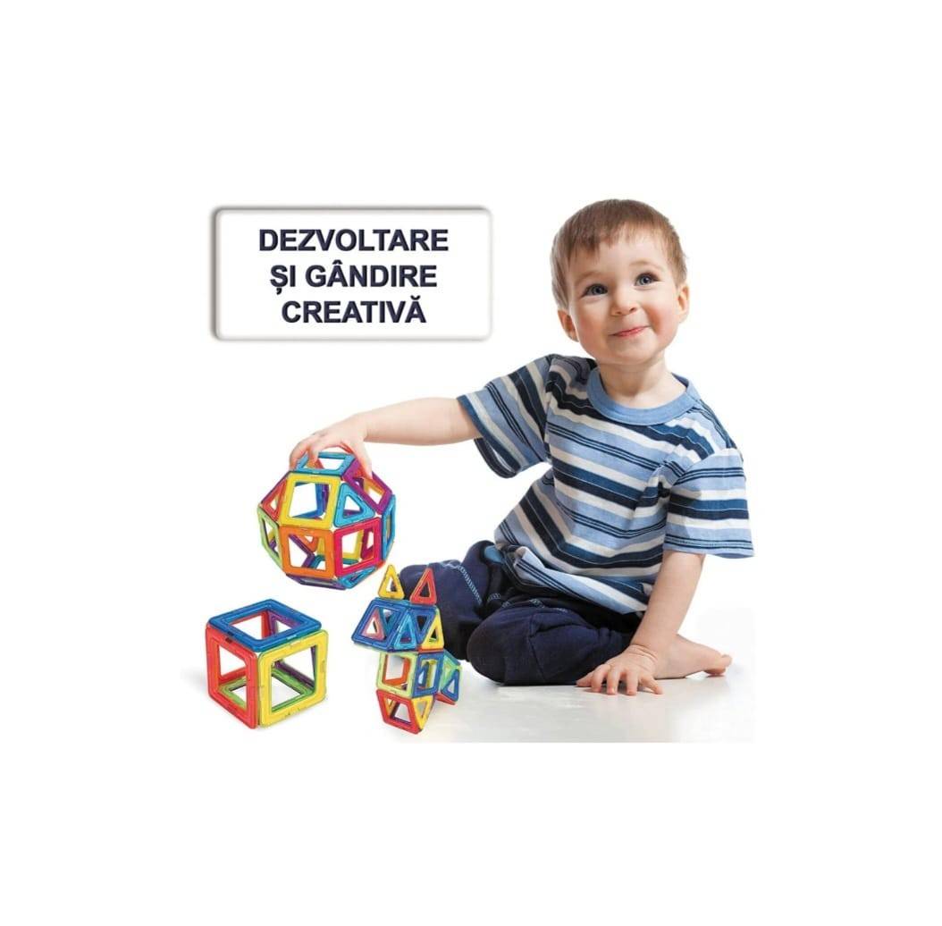 Set 12 elemente magnetice de constructie, plastic, multicolor, 3 ani+