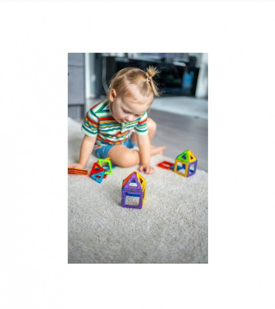 Set 12 elemente magnetice de constructie, plastic, multicolor, 3 ani+