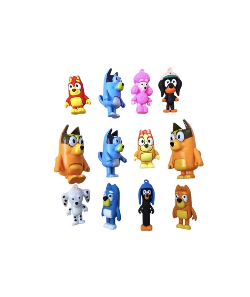 Set 12 Figurine, Familia Bluey si Bingo si prietenii sai, MASHASHOP, multicolor, 5 cm - 8 cm
