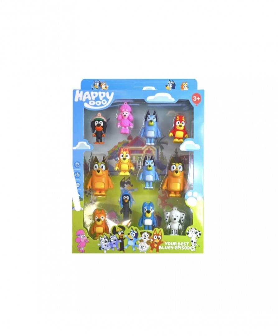Set 12 Figurine, Familia Bluey si Bingo si prietenii sai, MASHASHOP, multicolor, 5 cm - 8 cm
