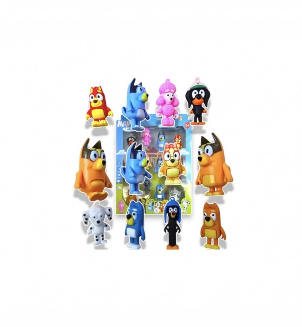 Set 12 Figurine, Familia Bluey si Bingo si prietenii sai, MASHASHOP, multicolor, 5 cm - 8 cm