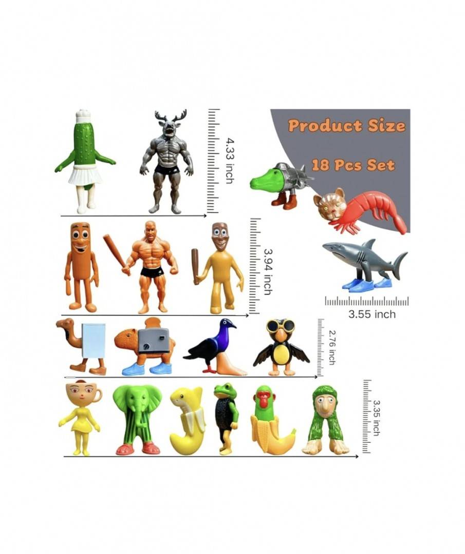 Set 12 Figurine, Italian Brain Rot, Tralalero Tralala, MASHASHOP, maro/multicolor, 10 cm
