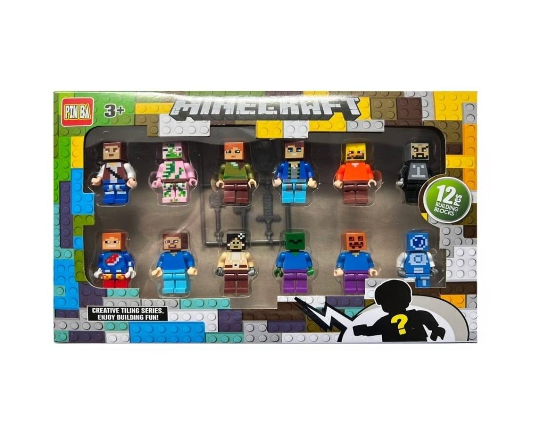 Set 12 Figurine, tip Minecraft, multicolor, 5 cm