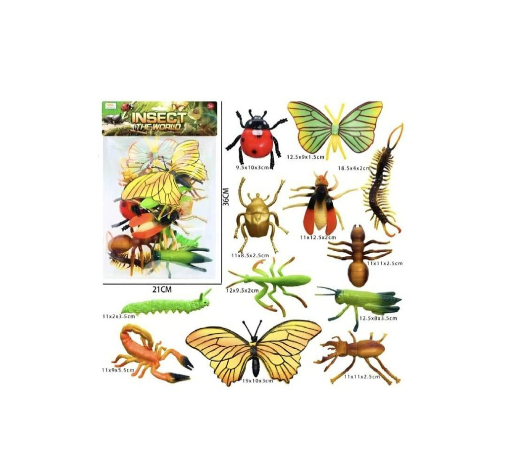 Set 12 Insecte mari, multicolor, 7 cm - 16 cm