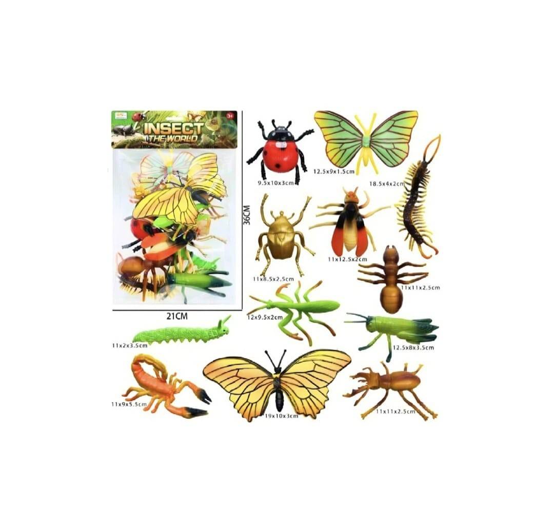 Set 12 Insecte mari, multicolor, 7 cm - 16 cm