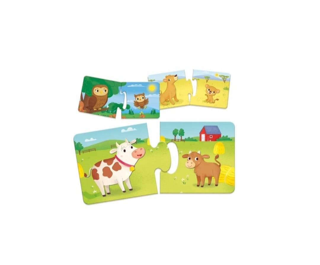 Set 16 Puzzle copii, Mama si Puiul, piese mari, multicolor, 3 ani+