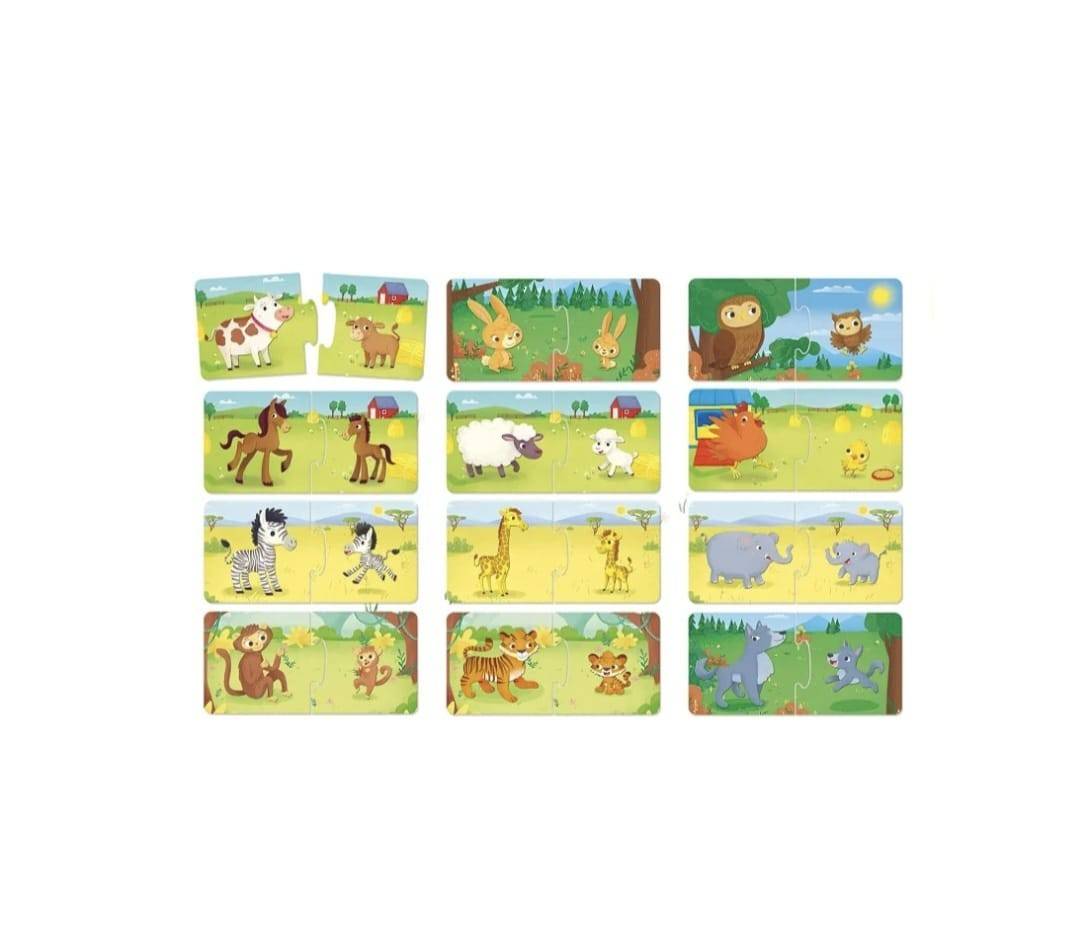 Set 16 Puzzle copii, Mama si Puiul, piese mari, multicolor, 3 ani+