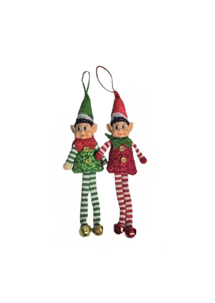 Set 2 Figurine de plus, Elf de Craciun, decoratiune de brad, multicolor, 24 cm