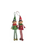 Set 2 Figurine de plus, Elf de Craciun, decoratiune de brad, multicolor, 24 cm