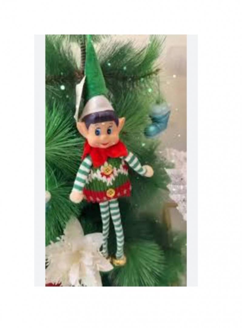 Set 2 Figurine de plus, Elf de Craciun, decoratiune de brad, multicolor, 24 cm