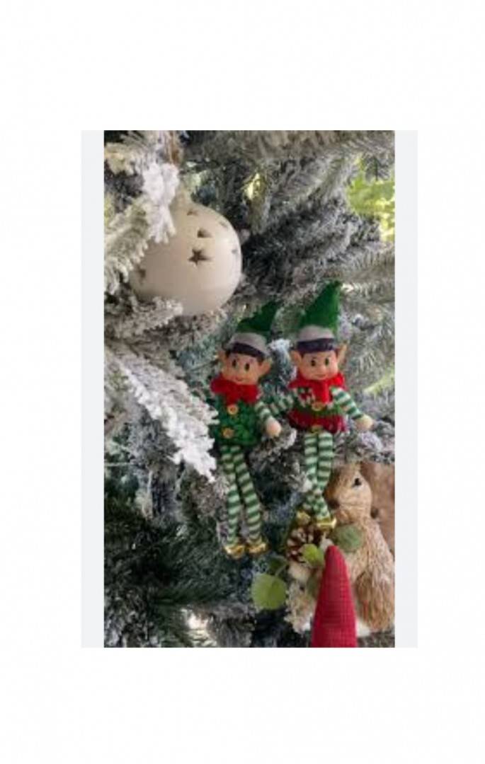 Set 2 Figurine de plus, Elf de Craciun, decoratiune de brad, multicolor, 24 cm