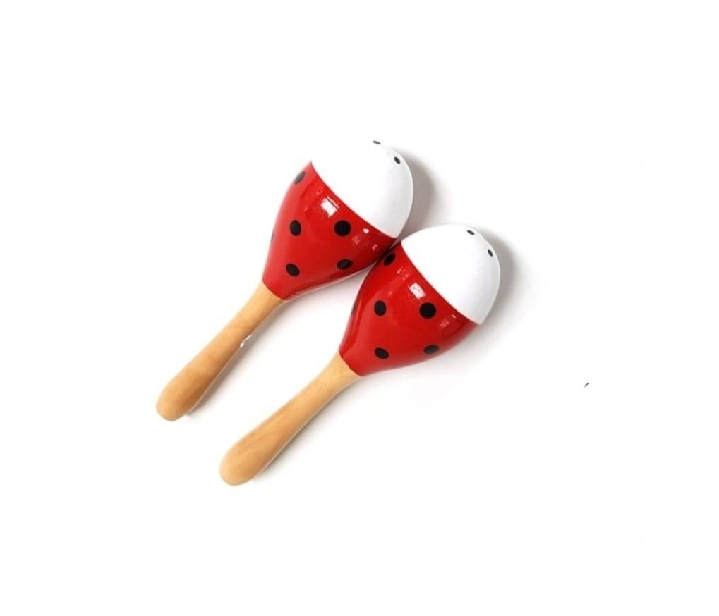 Set 2 Instrumente Bino Maracas Rumba, lemn, multicolor, 19 cm