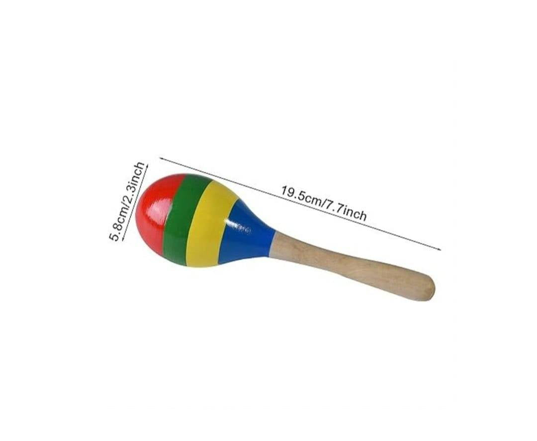 Set 2 Instrumente Bino Maracas Rumba, lemn, multicolor, 20 cm