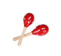 Set 2 Instrumente Bino Maracas Rumba, lemn, rosu/alb, 20 cm