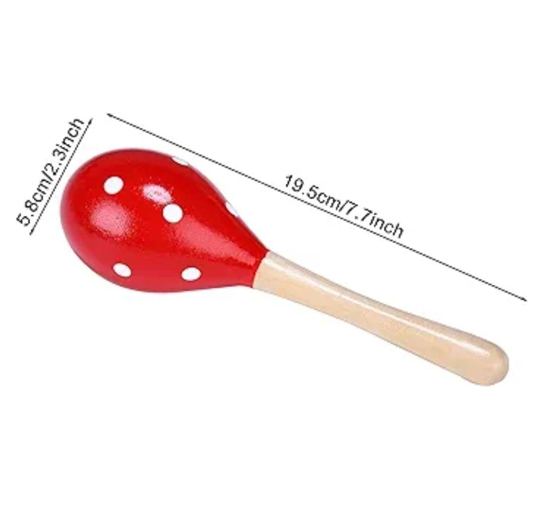 Set 2 Instrumente Bino Maracas Rumba, lemn, rosu/alb, 20 cm
