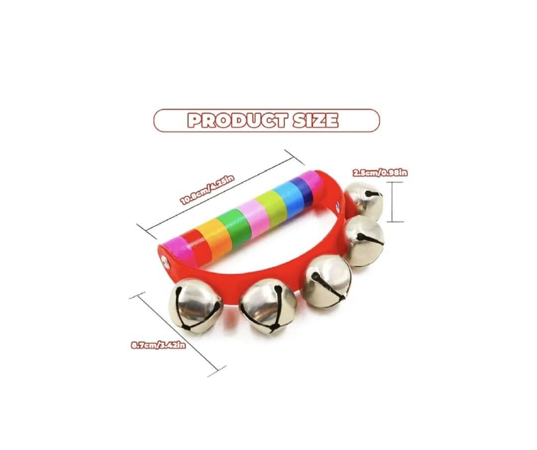 Set 2 Instrumente de percuție, Clopotei cu maner curcubeu,12 cm, culori mixte