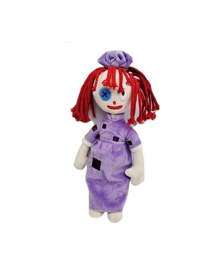Set 2 Jucarii de plus, Circus Clown Toy Anime, mov/rosu, 30 cm
