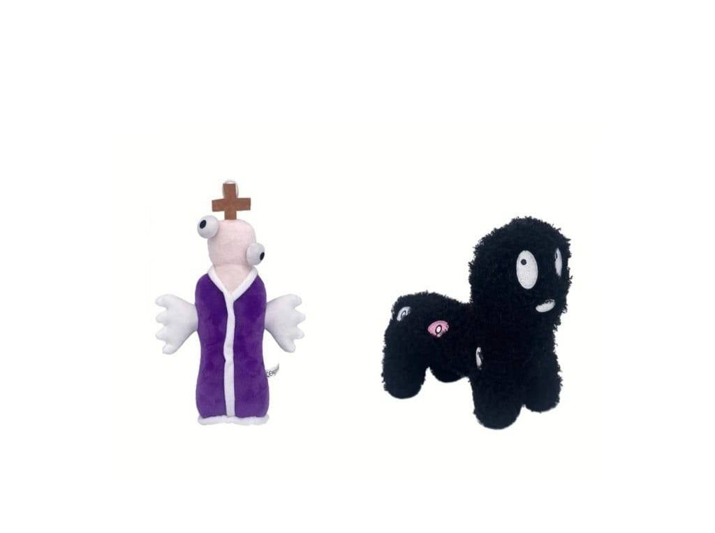 Set 2 Jucarii de plus, Circus Clown Toy Anime, negru/mov, 30 cm