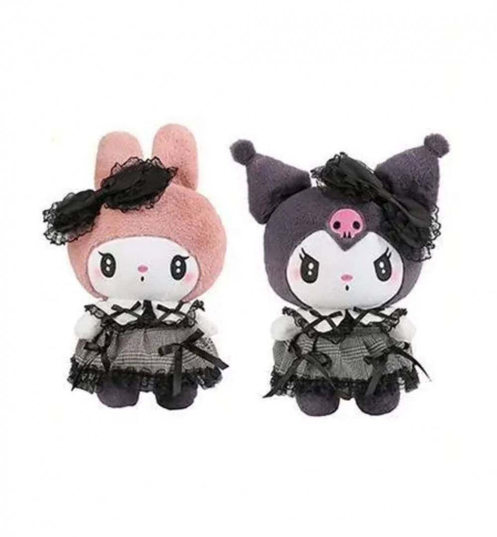 Set 2 jucarii de plus, Papusi Kuromi din seria Hello Kitty Sanrio, multicolor, 35 cm