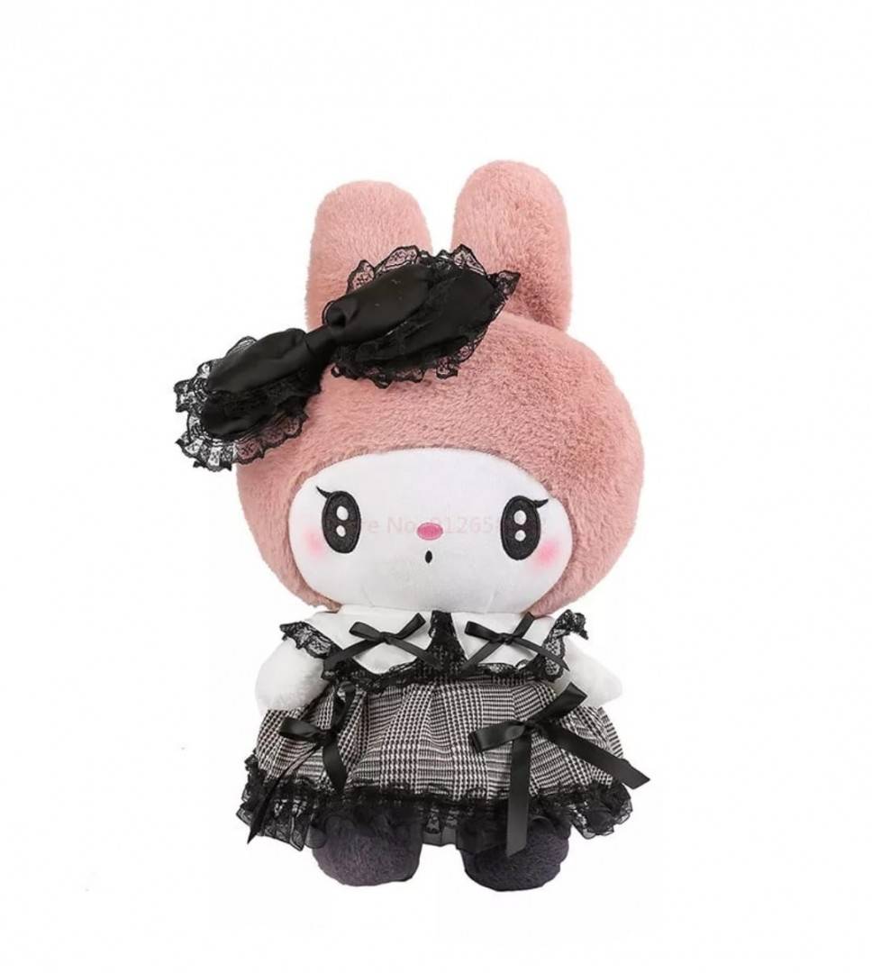 Set 2 jucarii de plus, Papusi Kuromi din seria Hello Kitty Sanrio, multicolor, 35 cm