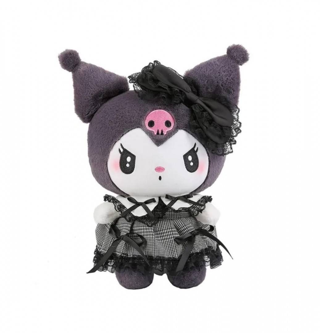 Set 2 jucarii de plus, Papusi Kuromi din seria Hello Kitty Sanrio, multicolor, 35 cm