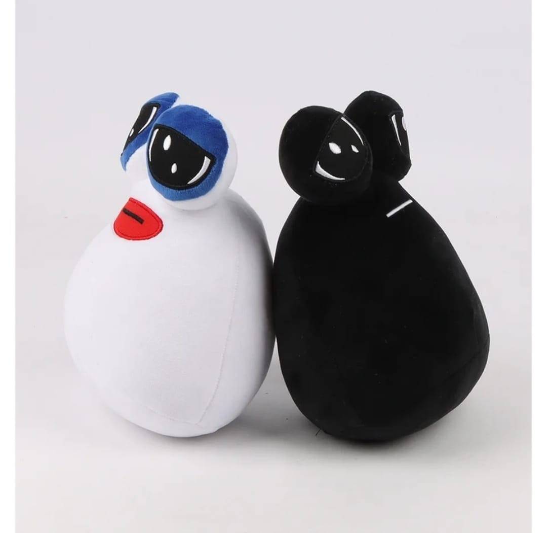 Set 2 Jucarii de plus, Pou, negru/alb, 21 cm