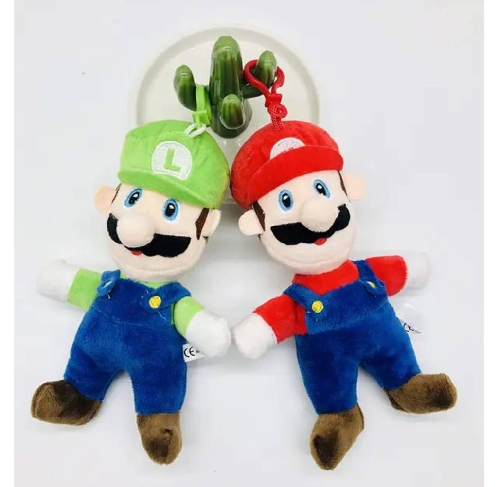 Set 2 Jucarii de plus, tip breloc, Mario si Luigi, multicolor, 15 cm