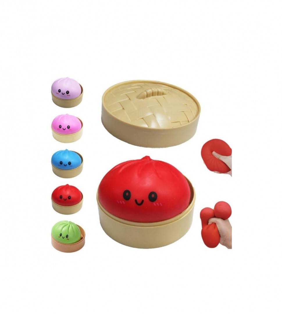 Jucarie interactiva copii, Squeeze Fun Buns, textura realista, material elastic, model mare, multicolor
