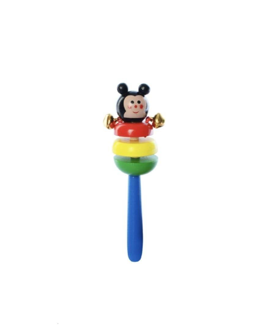 Set 2 jucarii muzicale, Castaniete, clopotei, lemn, multicolor, 16 cm